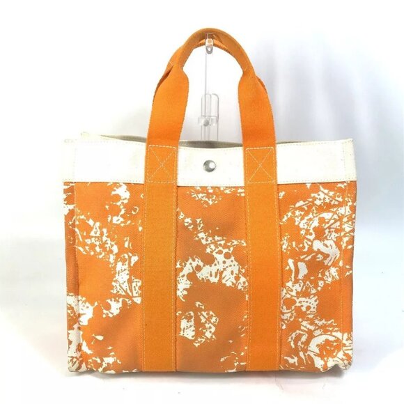 HERMES Hand Bag Bora Bora PM Cheval Spries bag with pouch Tote Bag Canvas Orange - Picture 15 of 16